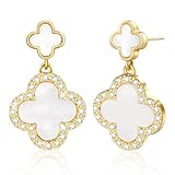 Forever Love Kleeblatt Hängend Ohrringe Damen Goldene Ohrringe Damen Ohrstecker Schwarz Ohrstecker Silber 925 Schwarz Vierblättriges Kleeblatt Dupes Schmuck Geschenk Für Frauen,1.6CM