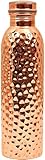 SHYAMVUN Wasserflasche aus reinem Kupfer, Getränkegeschirr-Set, Fassungsvermögen 1000 ml(34 OZ) (gehämmert)