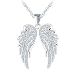 MOOFUN Flügel der Engel Anhänger Kette mit Zirkon,Halskette Damen Mädchen Silber 925,Kette für Frauen Mama Frau Freundin Tochter,Amulett Halskette Modeschmuck Geschenk für Geburtstage Muttertag Silber