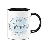 Tassenbrennerei Original - Tasse mit Spruch: Bester Ehemann der Welt - Kaffeetasse Geschenk für Mann zum Jahrestag, Hochzeitstag (Schwarz)