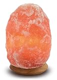 HIMALAYA SALT DREAMS Beleuchteter Salzkristall Rock mit Holzsockel, Kristallsalz aus Punjab/Pakistan, Orange, ca. 2-3 Kg