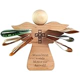 Geschenkissimo Engel aus Holz personalisiert - Gravur mit Name, Datum, Spruch, Widmung + Motiv - Holzengel zur Kommunion, Konfirmation, Firmung, Taufe, Geburt ... individuelles Geschenk