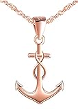INFINIONLY Damen Halskette Anhänger, 925 silber halskette, Anchor halskette anhänger, anhänger mit anker und unendlichkeitssymbol, rose gold