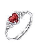 ChicSilver 925 Sterling Silber Ringe Frauen Verstellbare Ring Damen Bling Ring mit Zirkonia Keltischer Knot Ring mit Geburtstein Januar Granat Fingerring Eheringe Verlobungsring Schmuck für Freundin