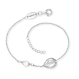 Engelsrufer Damen Armband Himmelsträne mit Lebensblume und Kraftstein Rosenquarz, Sterling Silber, verstellbar, nickelfrei