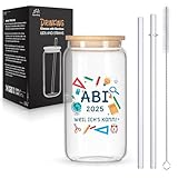 Joymaking Trinkgläser mit Deckel und Strohhalmen für Eiskaffee Cocktails Fruchtlikör Eistee Soda 17oz, Longdrinkgläser Geschenke zum Abitur 2025, Bestandenes Abitur Geschenke