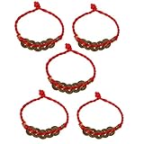 JinYu 5 Set Chinesische Glücksmünzen Armband Feng Shui Münzen I-Ging Münzen Traditionelle Münzen mit roter Schnur für Reichtum und Erfolg