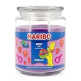 Haribo Duftkerze im Glas mit Deckel | Berry Mix | Duftkerze Fruchtig | Kerzen lange Brenndauer (100h) | Lila Kerzen | Duftkerze Groß (510g)