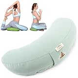 sei Design Halbmond Yogakissen Meditationskissen Yoga Kissen mit Buchweizenschalen-Füllung Yoga Block Bodenkissen groß Meditation Sitzkissen 46x25x10 Mint