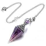 ZesNxj Pendel Esoterik, Pendel Set, Natürliches Sechseckiges Pendel für Dekorative Hexenrituale, Pendulum für Wahrsagen, Reiki Heilung und Esoterik Geschenke (Lila)