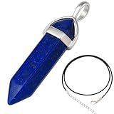 Essenciales Lapislazuli-Anhänger, tiefblauer Naturstein, handgefertigt, Boho-Stil, verstellbare Kette inklusive, ideal als energetischer Glücksbringer, einzigartiges und elegantes Geschenk, 32, Stein