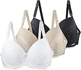 3er Pack BHS Damen mit Bügel Push Up Sexy BH Set Frauen Starker Halt Große Brüste Klassische Spitzen-BH Set Bequemer Unterwäsche Women Bra für Alltag
