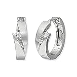 Engelsrufer Damen Creole Jana aus Sterling Silber - besetzt mit 2 Zirkonia Steinen - Clipverschluss - nickelfrei - 16mm