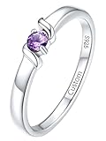 Supcare Ring Silber 925 Damen mit Stein Silberring Eheringe mit 12 Geburtsstein Ring Gravur Text Trauringe Namenring Hochzeitsringe Antragsring Personalisiert Modeschmuck für Freundin