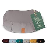 #DoYourYoga Zafu Halbmondkissen »Ganesh« mit Bio-Dinkelspelz (KBA) waschbarer Bezug | 45 x 30 x 14 cm | Meditations-, Sitz-, Rondokissen für Yin Yoga | grau
