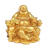 Elionless Lachender Buddha-Statue, chinesische Feng Shui Lachender Buddha-Figur Ornament Home Office Dekoration ziehen Reichtum und Glück an (Gold)