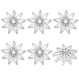 FINGERINSPIRE 6 Stück Blumen Kristall Ösenknopf 17.5 mm Zirkonia Splitter Strass Knöpfe Mit 1 Loch Kristall Platin Legierung Zum Aufnähen Flache Rückseite Klarer Zirkonia Ösenknopf Für DIY Handwerk