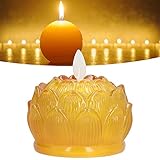 Haofy Blumenlampe, LED-Buddhismus-Lotus-Licht-Imitation Farbige Glasur, Gelbes Licht Elektronische Kerze Lotus-Blumen-Dekor, Home Meditation Buddhistisches Zubehör(Glasiert gelb)