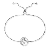 Engelsrufer Damen Armband Sterling Silber mit Lebensbaum Anhänger, Zirkonia Steine, verstellbarer Schiebeverschluss, nickelfrei, Allergiker geeignet