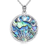 YFN Mondphasen-Halskette für Frauen Sterling Silber Mondstein-Anhänger (blue)