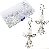 HERZWILD schutzengel selber machen 50 set Schlüsselanhänger Engel Charme Perlenengel Anhänger für DIY Hochzeit Schmuck Halskette Basteln Basteln Perlenengel Engel (B)