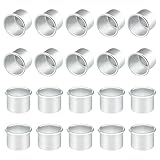 30 Stück Kerzenhalter, Kleine Kerzentülle Durchmesser 22mm, Kleine Stabkerzen aus Metall, Kerzen Hülsen für Stabkerzen, Kerzeneinsatz Tafelkerze für Geburtstag Tischdeko Wohn,Esszimmerdeko, Silber