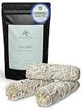 Weißer Salbei Räuchern, 3 Stück Räucherbündel, Weisser Salbei Räuchern, Sage Smudge Stick, White Sage, Getrocknet