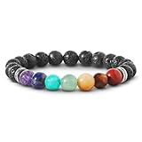 PURAJA Chakra Armband aus echten Edelsteinen | Premium Naturstein Armband | Für mehr Harmonie & Balance | 7 Chakra und Lavastein Perlen (One Chakra)