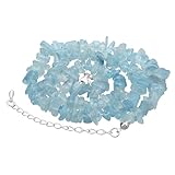 Lebensquelle Plus Aquamarin Splitterkette Edelstein Kette | 45 + 5cm Verlängerungskettchen aus 925er Silber | Karabiner Verschluss