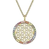 Engelsrufer Damen Halskette aus vergoldetem Sterling Silber mit Lebensblume Anhänger und Zirkonia, nickelfrei