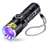 DARKDAWN Taschenlampen UV 395nm Licht USB Wiederaufladbar, Ultraviolett LED Schwarzlicht Taschenlampe Mini Woodsche Lampe mit Zoom, Detektor für Haustier-Urin, Bernstein, Uran-Glas, Harz Härten