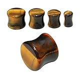 4-20 mm Ohr Piercing Plug Stein Stone Tigerauge Mehrfarbig Flesh Tunnel Braun 6 mm