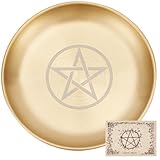 CREATCABIN Pentagramm Altarplatte Stern Tarotplatte Rituelles Brennen Kerzenhalter Teller Schalen Opfergaben Weihrauchbrenner Flache Schale Mit Altarkarte Tarotzubehör Für Hexerei Wicca Golden 14x14cm