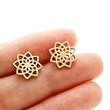 ⊹⊱ MANDALA EDELSTAHL STECKER IN GOLD ⊰⊹ goldfarbene Ohrringe einer sternförmigen Mandalas, antiallergisch, Stecker, Yoga, Blume, Blüte