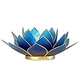 Capiz Chakra Lotuslicht violett-blau Goldrand - 13.5 cm