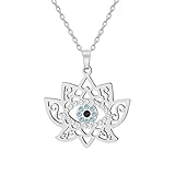 Dreamtimes Böses Auge Halskette für Frauen Böses Auge Lotus Schutz Anhänger Halskette Edelstahl Lotus Halskette Lotus Blume Charme Halskette Einzigartige Schutz Amulett Schmuck (Silber)