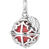 Engelsrufer Damen Anhänger für Halskette mit Flügel aus Sterling Silber mit austauschbarer Klangkugel S in der Farbe Rot, Anhänger zum Öffnen, Größe: 19,5 cm, ER-23-25-S