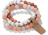 SAIBANGZI Handmade Echte Natursteinperlen Heilsteine Armband Unisex Chakren Perlenarmband, 8MM Runde Edelsteine Yoga Armbänder, Elastische Perlen Anti Stress Armband
