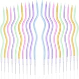 LUCKNIGHT 24 Stück Bunte Geburtstagskerzen, Spiral Kerzen Geburtstag, Tortenkerzen, Kerzen Geburtstag mit Ständer, Ideal für Geburtstage, Hochzeitsfeiern, Brautduschen, Baby Shower Party Dekoration