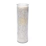 LivuX Stearin-Kerze Mandala Grau – 21x6,5 cm, ca. 100 Stunden Brenndauer, unparfümiert, nachhaltiges Palmwachs, handgefertigt, mit Korkuntersetzer, vegane Ritualkerze Achtsamkeit & Meditation 1243