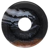 Lebensquelle Plus Edelstein Donut Ø 30 mm + Baumwollband | Naturstein Anhänger Halskette | Echte Heilsteinkette inkl. Band (Sardonyx)