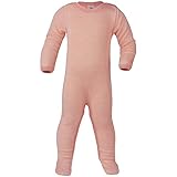 Schlafoverall mit Druckknöpfen, Wolle Seide, Engel Natur, Gr. 50/56- 86/92, Lachs/Natur, 74/80