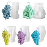 5 Stück Silikonform Kerzenhalter 3D, Silikonform Engel, Silikonformen Gießformen, Kerzen Silikonform für Die Herstellung Von Kerzen, Aromasteinen, Schokolade DIY Dekoration (Engel)