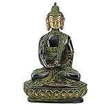 GURU SHOP Buddha Statue aus Messing Dhyana Mudra 14 cm - Modell 8, Grün, Buddhas