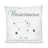 Blickfang Sternzeichen Kissen| Horoskop, Tierkreis| | Fotokissen | Motivkissen | bedrucktes Kissen | Kissen | Kuschelkissen | Dekokissen | Kissenbezug (ohne Kissenfüllung, Wassermann)