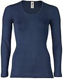 Engel Natur, Damen Unterhemd Langarm, 70% Wolle (kbT), 30% Seide (38/40, Marine)
