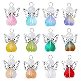 PH PandaHall 60 Stück Schutzengel Anhänger Engelsflügel Charm Bunte Feen Anhänger Farbverlauf Herz Perlen Charms Feen Engel Anhänger Für Ohrringe Armbänder Schlüsselanhänger Schmuck Platin Farbe
