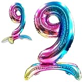 Luftballon 9. Geburtstag Zahl 9 Mehrfarbig Stehende Foil XXL Riesen Folienballon 82cm Geburtstagsdeko Ballon Zahl Deko zum Geburtstag.