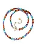 Zysta Chakra Kette 4mm Echte Steine Heilsteine Perlenkette Glücksbringer Schmuck für Damen Herren