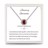 Presentski Geburtsstein Halskette Januar Damen Granat Kette Anhänger mit Solitär Siber Edelstein Kette für Mädchen